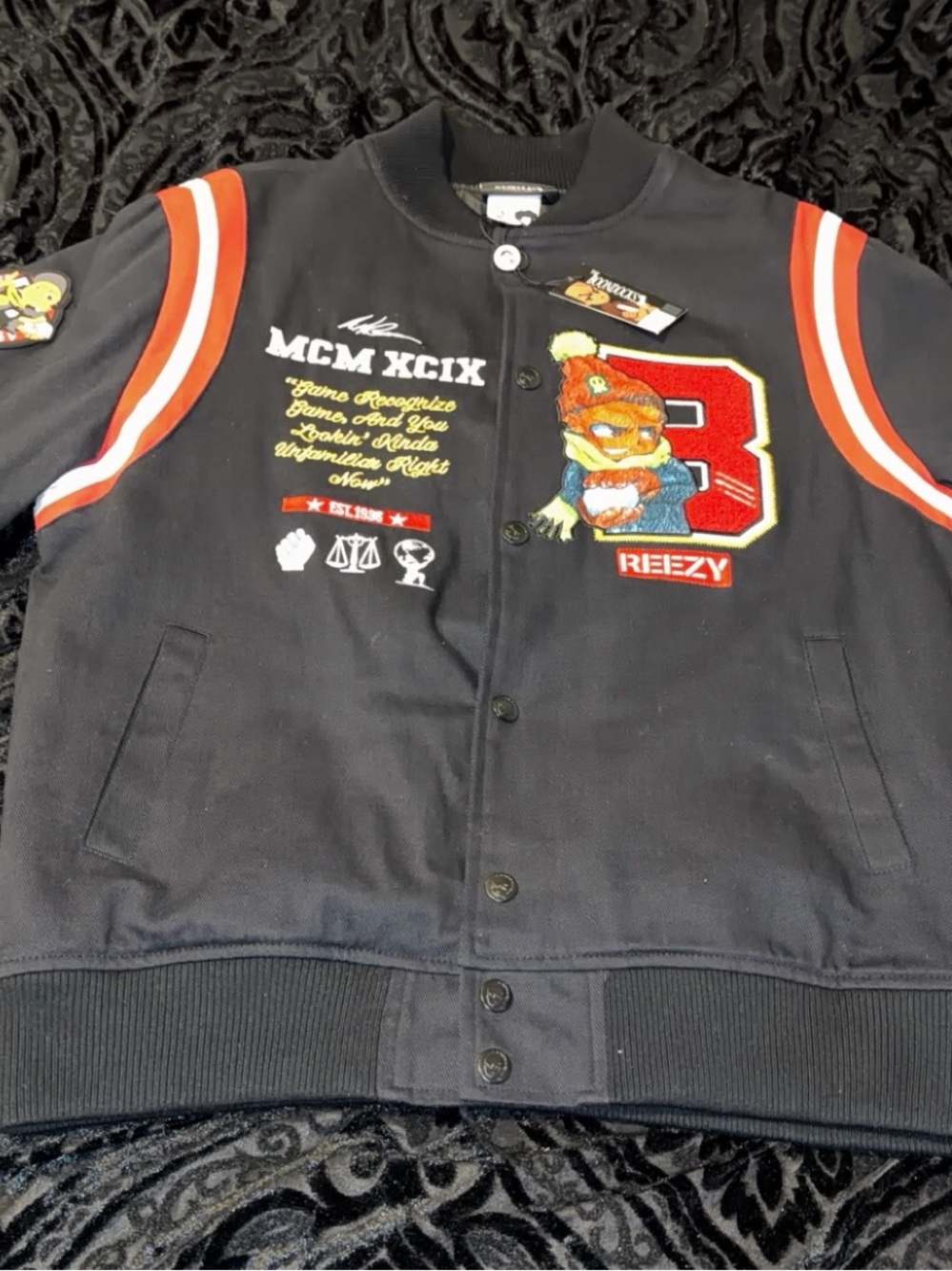 The Boondocks Black Varsity Jacket with Red Patch New with tags